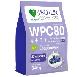BeOrganic Protein WPC 80, proszek, smak jagodowy, 345 g