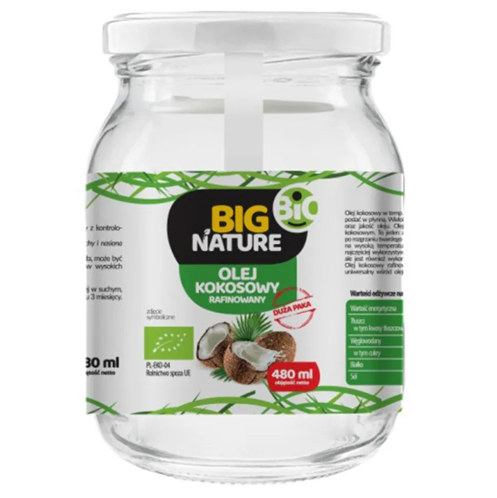Big Nature Olej kokosowy rafinowany BIO, 480 ml