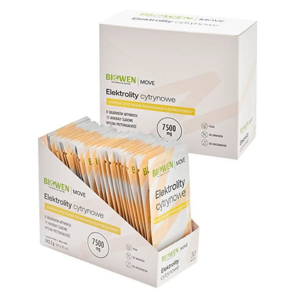 Biowen, Elektrolity Cytrynowe, proszek, 30 saszetek
