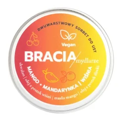 Bracia Mydlarze, dwuwarstwowy sorbet, nawilżający balsam do ust, Mango, Mandarynka, Wiśnia, 15 ml