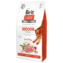 Brit Care Cat Grain-Free Indoor Anti-Stress, karma sucha dla dorosłych kotów niewychodzących na zewnątrz, kurczak, 2 kg