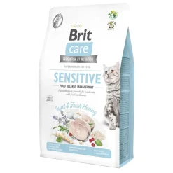 Brit Care Cat Grain-Free Sensitive, karma sucha dla dorosłych kotów z alergiami i nietolerancjami pokarmowymi, owady i śledź, 2 kg