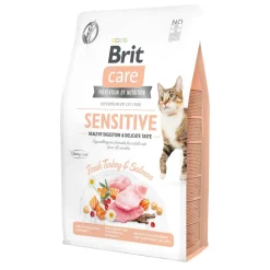 Brit Care Cat Grain-Free Sensitive, karma sucha dla dorosłych kotów o wrażliwym przewodzie pokarmowym, indyk i łosoś, 2 kg