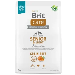 Brit Care Dog Grain-free Senior & Light, bezzbożowa karma dla starszych psów wszystkich ras, łosoś i ziemniaki, 3 kg