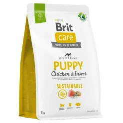 Brit Care Dog Sustainable Puppy, karma dla szczeniąt i młodych psów wszystkich ras, kurczak i owady, 3 kg