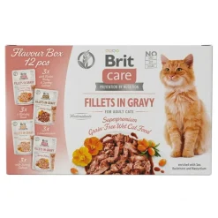 Brit Care Flavour Box Fillet in Gravy, zestaw karmy dla kotów, 85 g x 12 szt.