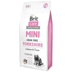 Brit Care Mini Grain-Free Yorkshire, bezzbożowa karma sucha dla dorosłych psów miniaturowych rasy Yorkshire terrier, łosoś i tuńczyk, 2 kg