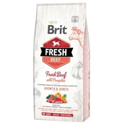 Brit Fresh Puppy Large Growth & Joints, wspierająca rozwój mięśni i stawów karma dla szczeniąt i psów młodych dużych ras, wołowina i dynia, 2,5 kg