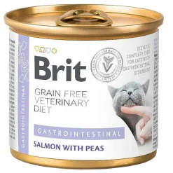 Brit Grain Free Veterinary Diet Cat Gastrointestinal, mokra karma dla kotów z problemami gastroenterologicznymi, łosoś i zielony groszek, 200 g