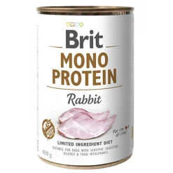 Brit Mono Protein Rabbit, monobiałkowa karma mokra dla psów z alergiami i nietolerancjami pokarmowymi, królik, 400 g