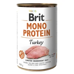 Brit Mono Protein Turkey, monobiałkowa karma mokra dla psów z nietolerancjami pokarmowymi i alergiami, indyk, 400 g