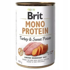 Brit Mono Protein Turkey & Sweet Potato, monobiałkowa karma mokra dla psów, indyk i batat, 400 g