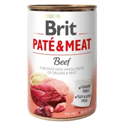 Brit Paté & Meat Beef, karma mokra dla psów, wołowina, 400 g