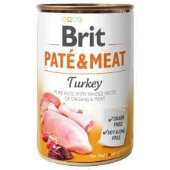 Brit Paté & Meat Turkey, karma mokra dla psów, indyk, 400 g