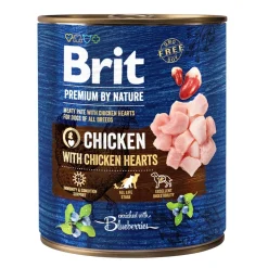 Brit Premium by Nature Chicken with chicken hearts, karma mokra dla dorosłych psów wszystkich ras, kurczak z sercami, 800 g