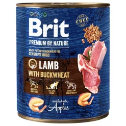 Brit Premium by Nature, karma mokra dla psów dorosłych wszystkich ras, jagnięcina z gryką, 800 g