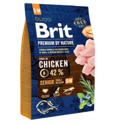 Brit Premium by Nature Senior Small + Medium Breed, sucha karma dla psów starszych małych i średnich ras, kurczak, 3 kg
