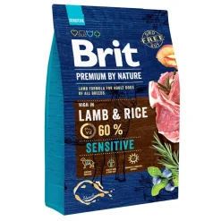 Brit Premium by Nature Sensitive Lamb & Rice, karma dla dorosłych psów z wrażliwym układem pokarmowym, jagnięcina i ryż, 3 kg