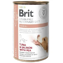 Brit Veterinary Diet Dog Grain-Free Renal, dietetyczna mokra karma dla psów z upośledzoną funkcją nerek, tuńczyk i łosoś, 400 g
