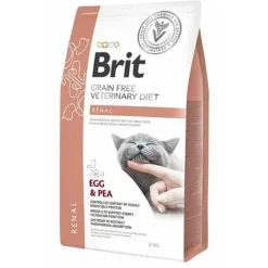 Brit Veterinary Diets Cat Grain-free Renal, bezzbożowa karma dla kotów z chorobami nerek, jajka i groszek, 2 kg