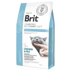 Brit Veterinary Diets Cat Grain-free Obesity, bezzbożowa karma dietetyczna dla kotów z nadwagą, kurczak i groszek, 2 kg
