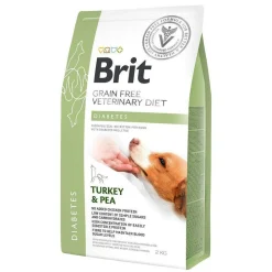 Brit Veterinary Diets Dog Grain Free Diabetes, dietetyczna karma dla psów wymagających regulacji poziomu cukru we krwi, indyk i żółty groszek, 2 kg