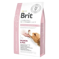 Brit Veterinary Diets Dog Grain Free Hypoallergenic, weterynaryjna karma dla szczeniąt i dorosłych psów z problemami dermatologicznymi, łosoś z groszkiem, 2 kg