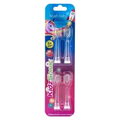 Brush-Baby KidzSonic, końcówki do szczoteczki sonicznej, (3+), 4 szt.