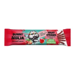 Bunny Ninja, Fruit Straws, przekąska owocowa, pałeczki o smaku jabłko-truskawka, 16 g
