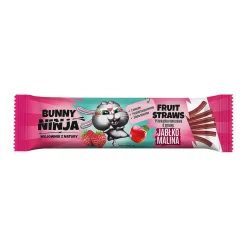 Bunny Ninja, Fruit Straws, przekąska owocowa, pałeczki o smaku jabłko-malina, 16 g