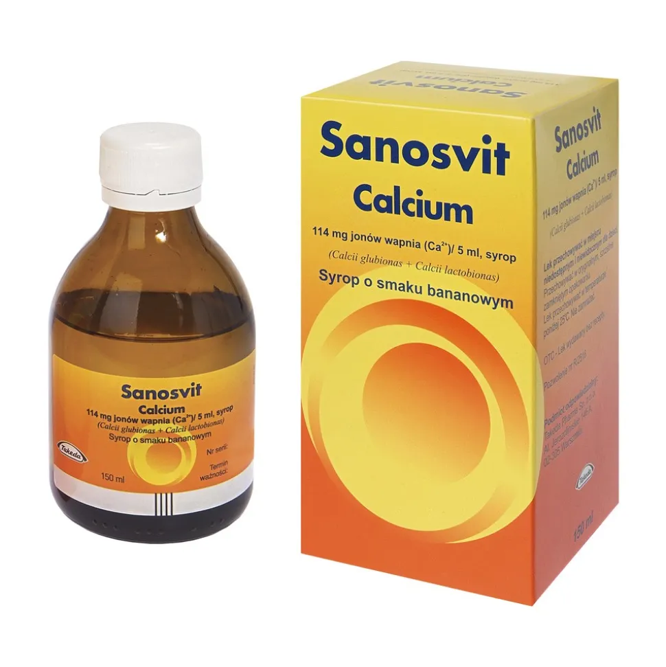 Calcium Sanosvit, syrop bananowy, 150 ml