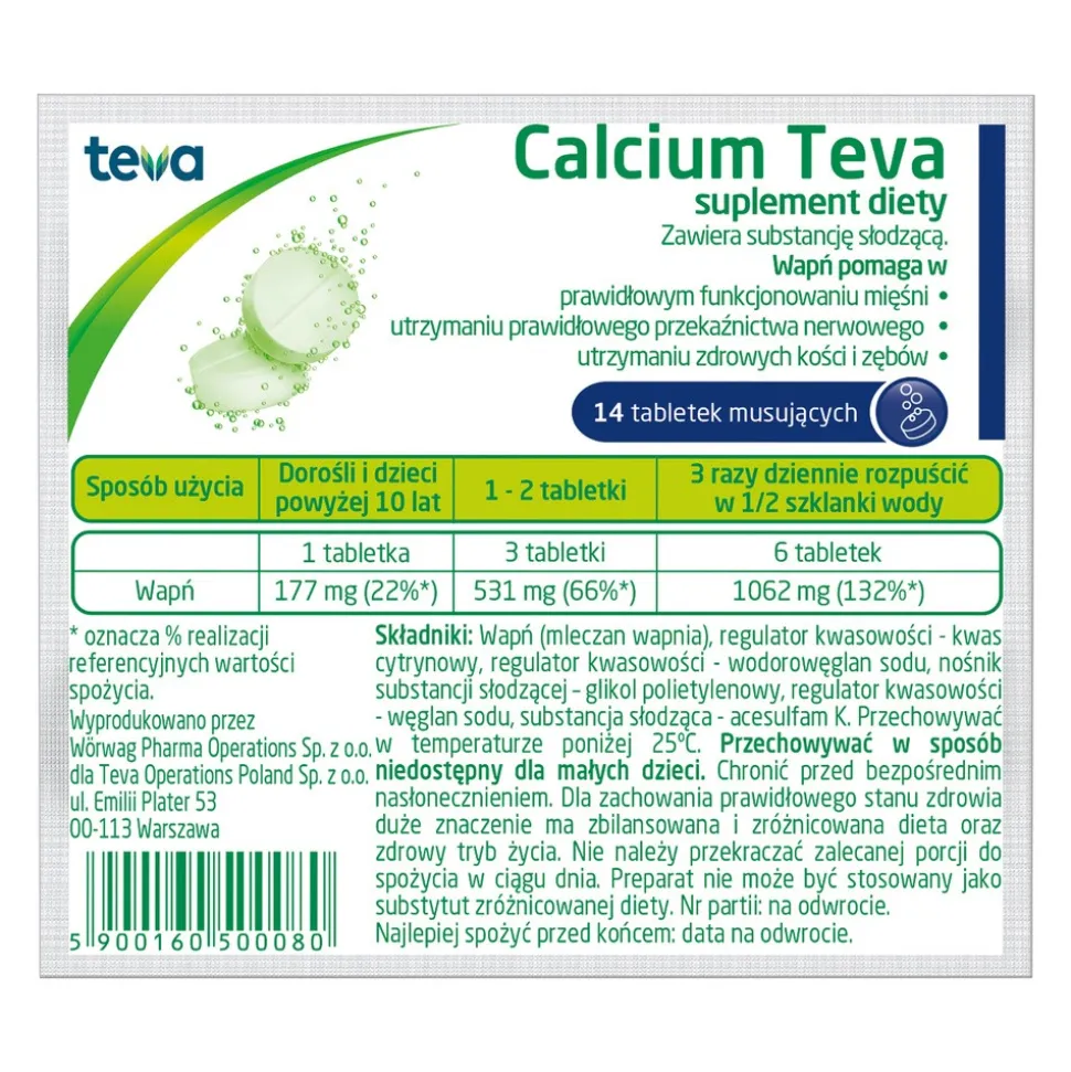 Calcium Teva, tabletki musujące, 14 szt.