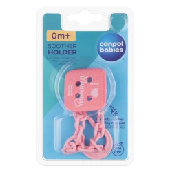 Canpol Babies, łańcuszek do smoczka uspokajającego I LOVE MUMMY, różowy, 1 szt.