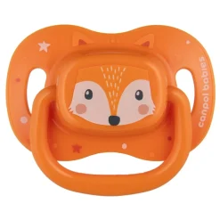 Canpol Babies Cute Animals, smoczek uspokajający, silikonowy symetryczny, 18 m+, pomarańczowy, 1 szt.
