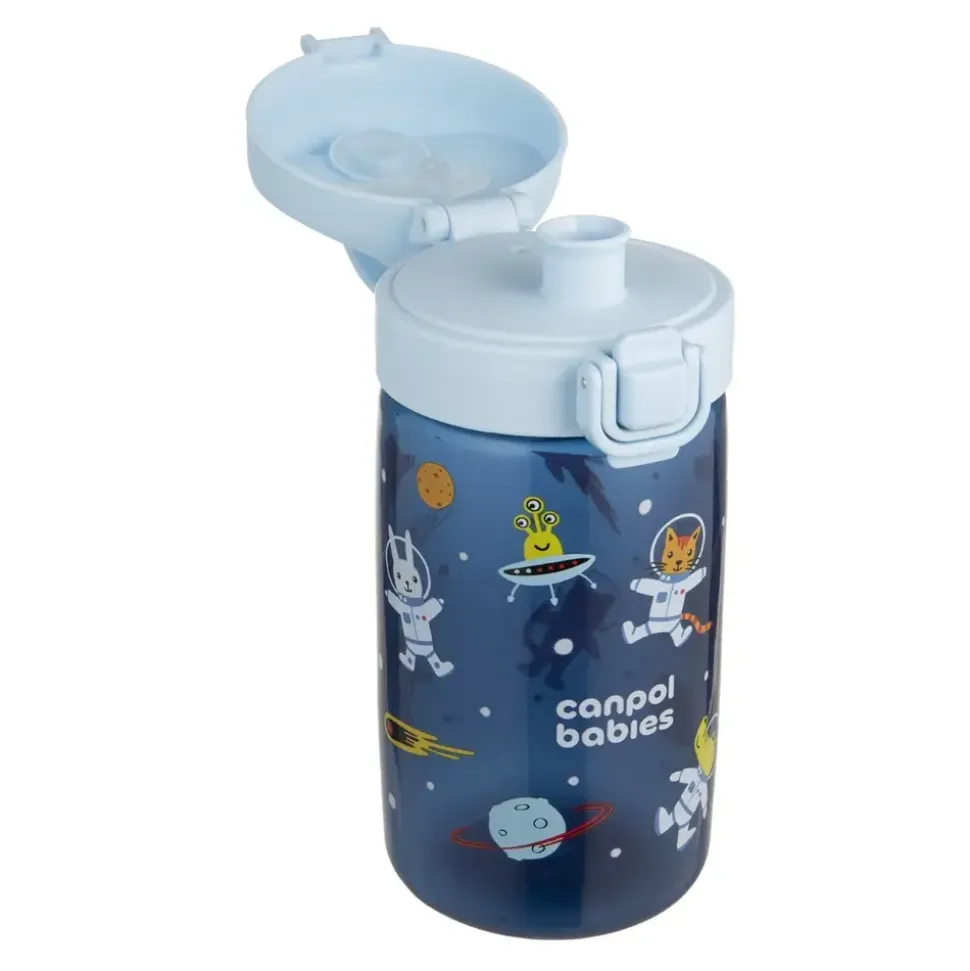 Canpol Babies Junior, bidon na wodę dla dzieci od 2,5 r.ż., niebieski, 400 ml