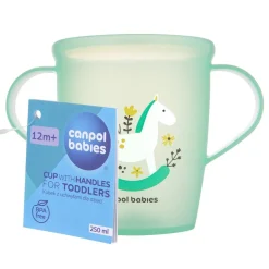 Canpol Babies, kubek otwarty z uchwytami Toys, 250 ml, zielony, 1 szt.