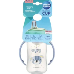 Canpol Babies, kubek treningowy Cute Animlas, 320 ml, niebieski, 1 szt.