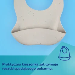 Canpol babies, śliniak silikonowy z kieszonką Dots, beżowy, 1 szt.