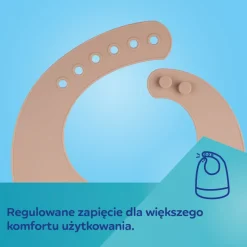 Canpol Babies, śliniak silikonowy z kieszonką Bonjour, beżowy, 1 szt.
