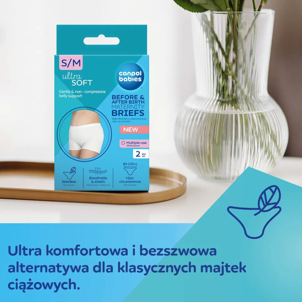 Canpol Babies, majtki dla kobiet w zaawansowanej ciąży i po porodzie, rozmiar L/XL, kolor biały, 2 szt.