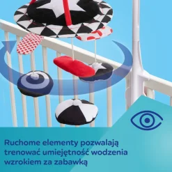 Canpol Babies Sensory Toys, kontrastowa karuzela pluszowa z pozytywką, 1 szt.