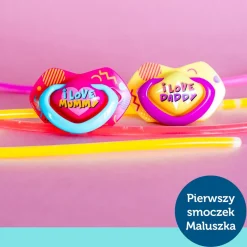 Canpol Babies, smoczek silikonowy, symetryczny, Neon Love, 0-6 m, pink, 2 szt.
