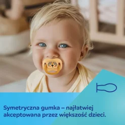 Canpol Babies, smoczek uspokajający, silikonowy symetryczny, 0-6 m, BabiesBoo pomarańczowy, 1 szt.