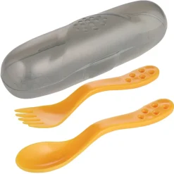 Canpol Babies, zestaw sztućców dla dziecka w etui, żółty, 1 szt.