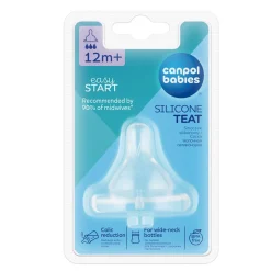 Canpol Easy Start, silikonowy smoczek do butelek szerokich, szybki, 12 m+, 1 szt.