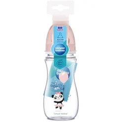 Canpol Easy Start Toys, butelka szerokootworowa, antykolkowa, różowa, 300 ml