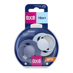 Canpol Lovi Prime, dynamiczny smoczek uspokajający silikonowy, 18 m+ Baby Blue/Blue, 2 szt.