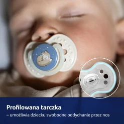 Canpol Lovi, smoczek silikonowy dynamiczny, Night&Day Boy, 0-6m, 2 szt.