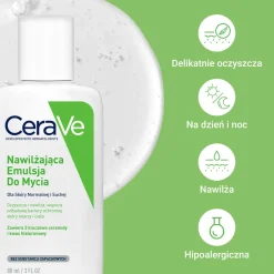 CeraVe, nawilżająca emulsja do mycia dla skóry normalnej i suchej, 88 ml