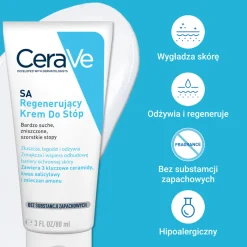 CeraVe SA, regenerujący krem do stóp z ceramidami do skóry bardzo suchej, 88 ml